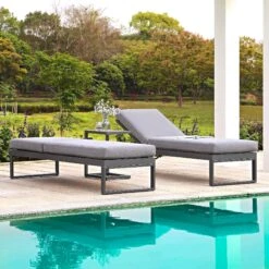 Albany Aluminium Sun Lounger, Grey -Garden Store OD SLG 155 GREY SET scene1