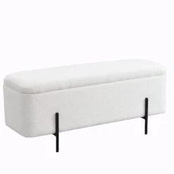 Jed Ecru Boucle 120cm Large Storage Ottoman Bench -Garden Store OTTO 2245 ECRUBOUCLE WB2