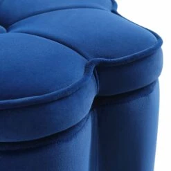 Pollie Navy Velvet Storage Stool -Garden Store POUF 291 NAVY VEL detail1