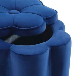 Pollie Navy Velvet Storage Stool -Garden Store POUF 291 NAVY VEL detail2