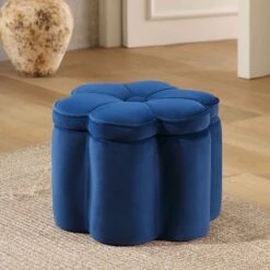 Pollie Navy Velvet Storage Stool