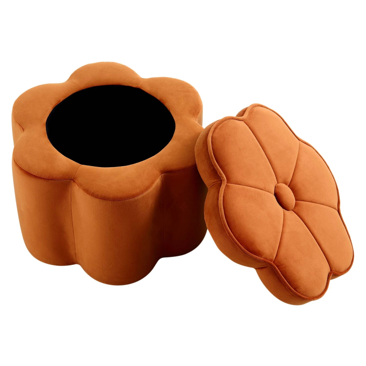 Pollie Orange Velvet Storage Stool 7 Pollie Orange Velvet Storage Stool - Image 5
