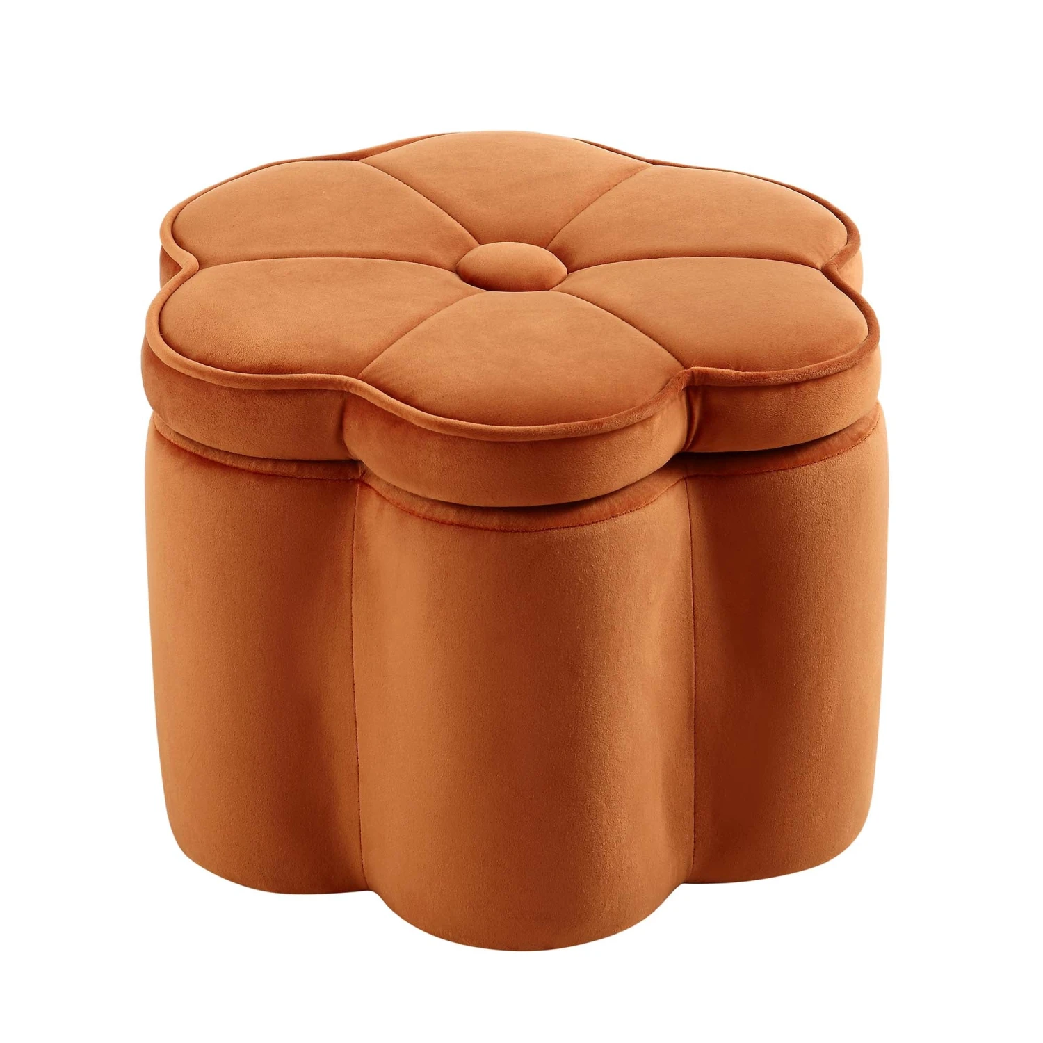 Pollie Orange Velvet Storage Stool 8 Pollie Orange Velvet Storage Stool - Image 6