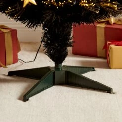 Fibre Optic Artificial Black Pine Christmas Tree With Pre-lit Warm White LED Lights (4ft To 6ft) -Garden Store XMSTR 01 BLACKLED detail3