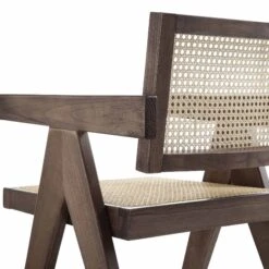 Jeanne Dark Walnut Cane Rattan Solid Beech Wood Dining Chair 24 Jeanne Dark Walnut Cane Rattan Solid Beech Wood Dining Chair -Garden Store XN 1933C DARKWALNUT detail3