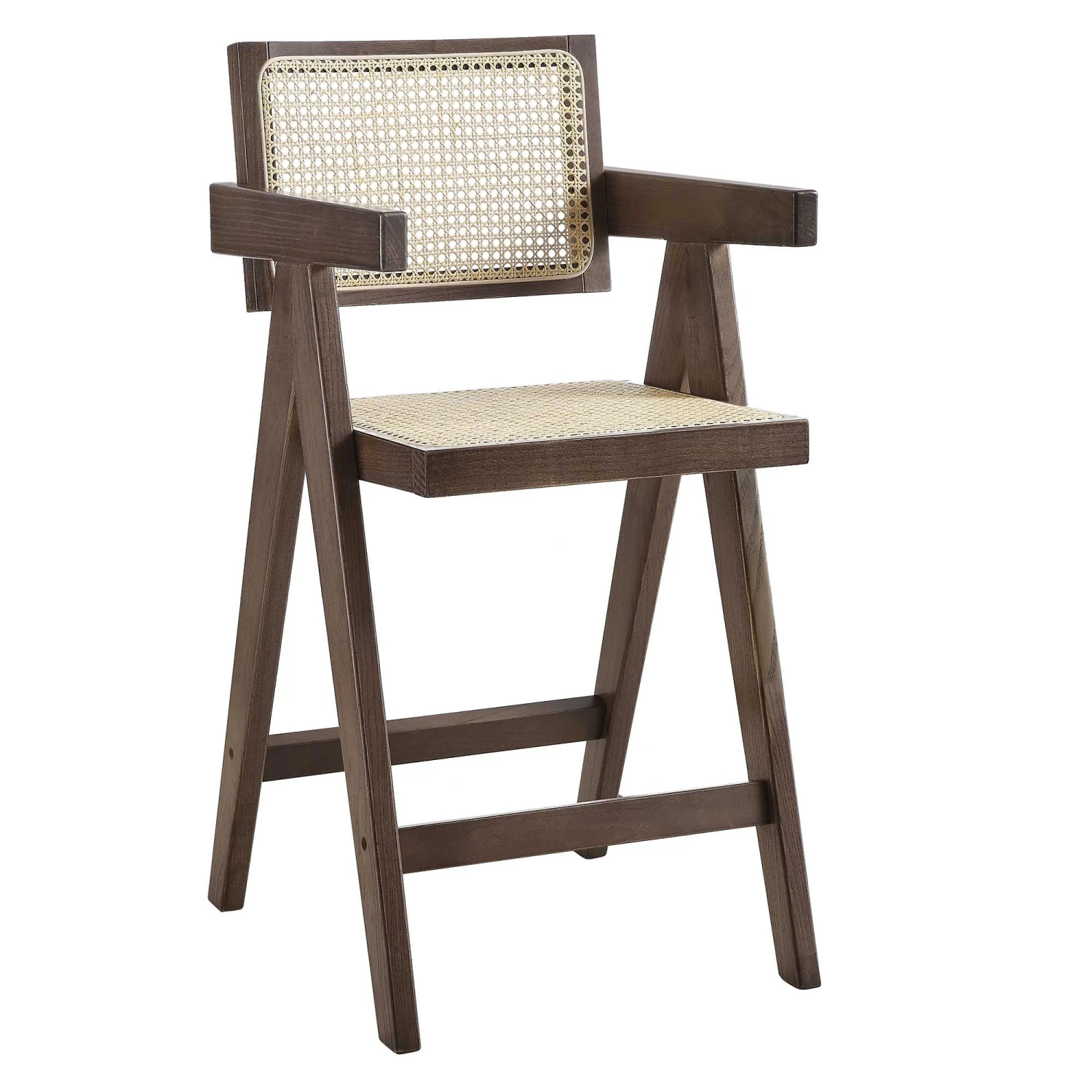 Jeanne Dark Walnut Cane Rattan Solid Beech Wood Counter Stool 5 Jeanne Dark Walnut Cane Rattan Solid Beech Wood Counter Stool - Image 3