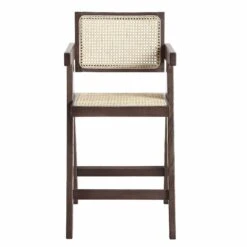 Jeanne Dark Walnut Cane Rattan Solid Beech Wood Counter Stool 16 Jeanne Dark Walnut Cane Rattan Solid Beech Wood Counter Stool -Garden Store XN 2211 DARKWALNUT WB2