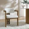 Stanford Curved Oak Frame Upholstered Chair, White Boucle Light Walnut Frame 2 Stanford Curved Oak Frame Upholstered Chair, White Boucle Light Walnut Frame -Garden Store XNDCH 727 WHITE BOUCLE main