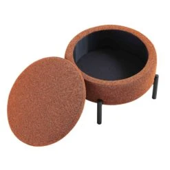 Amboise Round Storage Pouffe, Brick Boucle -Garden Store XRSF 2183 BRICK BOU STOOL WB2