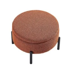 Amboise Round Storage Pouffe, Brick Boucle -Garden Store XRSF 2183 BRICK BOU STOOL WB3
