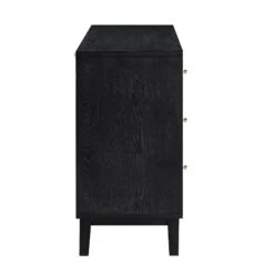 Bianca Chip Carved 6 Drawer Chest, Antique Bronze & Black -Garden Store XXCOD 010 GOLD BLACK WB5
