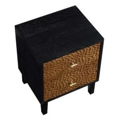 Bianca Chip Carved Bedside Table, Antique Bronze & Black 22 Bianca Chip Carved Bedside Table, Antique Bronze & Black -Garden Store XXNS 007 GOLD BLACK WB4