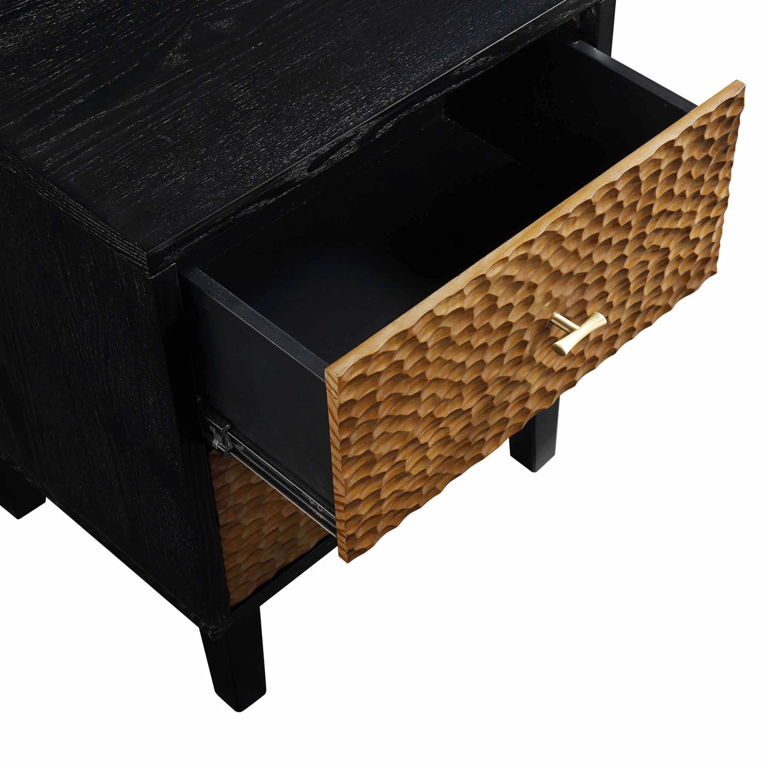 Bianca Chip Carved Bedside Table, Antique Bronze & Black 13 Bianca Chip Carved Bedside Table, Antique Bronze & Black - Image 11