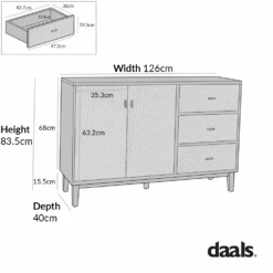 Bianca Chip Carved 2-Door 3-Drawer Sideboard, Antique Bronze & Black -Garden Store XXSB 006 GOLD BLACK