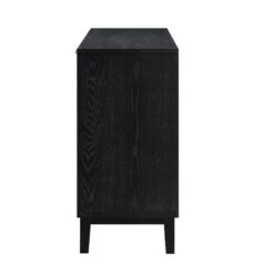 Bianca Chip Carved 2-Door 3-Drawer Sideboard, Antique Bronze & Black -Garden Store XXSB 006 GOLD BLACK WB5