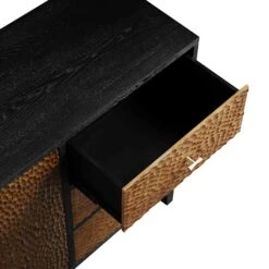 Bianca Chip Carved 2-Door 3-Drawer Sideboard, Antique Bronze & Black -Garden Store XXSB 006 GOLD BLACK detail2