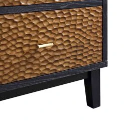 Bianca Chip Carved 2-Door 3-Drawer Sideboard, Antique Bronze & Black -Garden Store XXSB 006 GOLD BLACK detail3