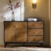 Bianca Chip Carved 2-Door 3-Drawer Sideboard, Antique Bronze & Black -Garden Store XXSB 006 GOLD BLACK scene1