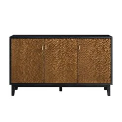 Bianca Chip Carved 3 Door Sideboard, Antique Bronze & Black -Garden Store XXSB 009 GOLD BLACK WB1