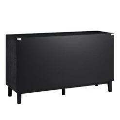 Bianca Chip Carved 3 Door Sideboard, Antique Bronze & Black -Garden Store XXSB 009 GOLD BLACK WB6