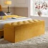 Leamington Deep-Buttoned Ottoman Storage Bench, Turmeric Yellow Velvet 2 Leamington Deep-Buttoned Ottoman Storage Bench, Turmeric Yellow Velvet -Garden Store ZX 2183 MUST VEL main