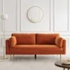 Pelham Orange Velvet Fabric Sofa 1 Pelham Orange Velvet Fabric Sofa -Garden Store c46521
