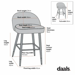 Miyae Set Of 2 Pleated Champagne Beige Velvet Upholstered Counter Stools 17 Miyae Set Of 2 Pleated Champagne Beige Velvet Upholstered Counter Stools -Garden Store dimensional drawings SEPT 2022 BCH 2148