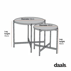 Lewes Oak Set Of 2 Side Tables -Garden Store dimensional drawings SEPT 2022 BSD 064