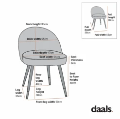Miyae Set Of 2 Pleated Pale Pink Velvet Upholstered Dining Chairs -Garden Store dimensional drawings SEPT 2022 DCH 2144 cebab79e f83f 4f42 92b4 c0da9883b59e