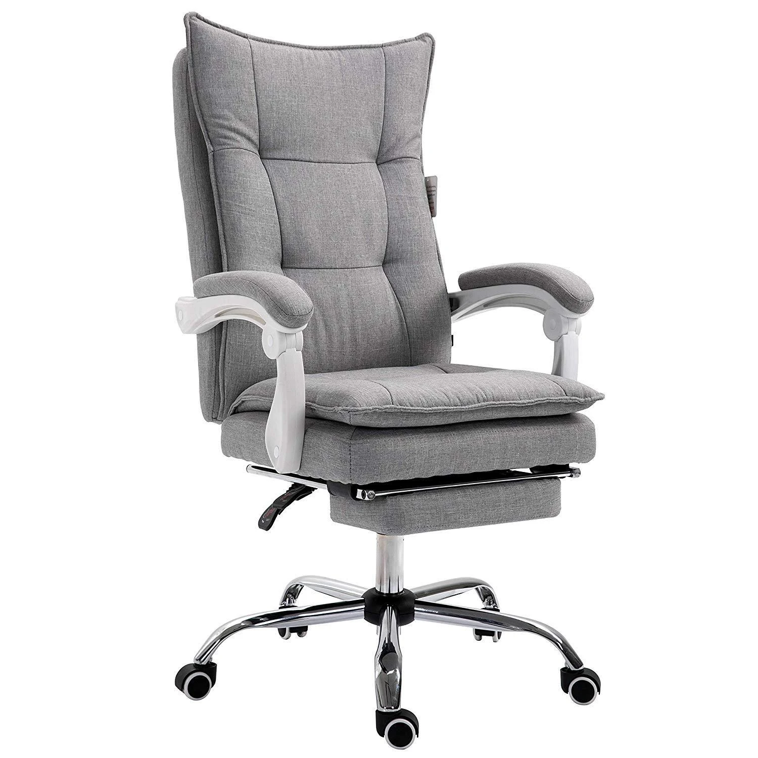 Executive Double Layer Padding Recline Office Desk Chair With Footrest, MR77 Grey Fabric 2 Executive Double Layer Padding Recline Office Desk Chair With Footrest, MR77 Grey Fabric